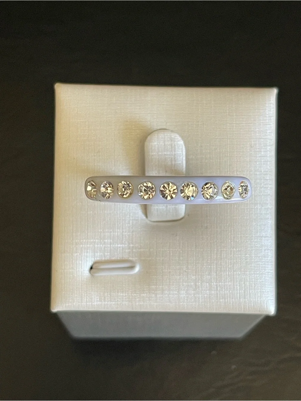 3 vintage white lucite rhinestone ring.
